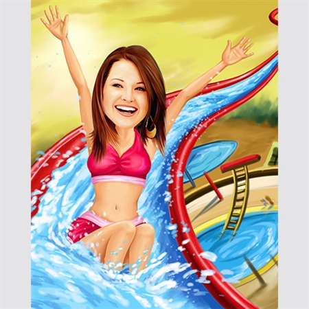 Waterslide Fun Caricature from Photo - myDaVinci